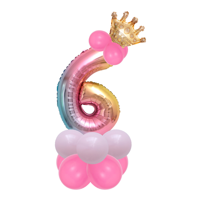 Zestaw 14 sztuk balonów foliowych w kształcie cyfry 1st, 30'' Rainbow, dekoracje na urodziny i imprezy dziecięce z motywem jednorożca i bociankowej globos - Wianko - 8