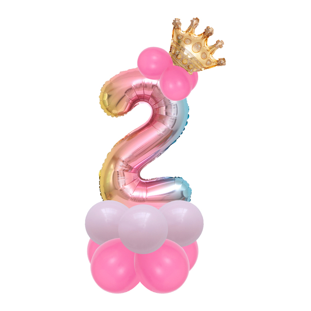 Zestaw 14 sztuk balonów foliowych w kształcie cyfry 1st, 30'' Rainbow, dekoracje na urodziny i imprezy dziecięce z motywem jednorożca i bociankowej globos - Wianko - 4