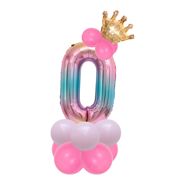 Zestaw 14 sztuk balonów foliowych w kształcie cyfry 1st, 30'' Rainbow, dekoracje na urodziny i imprezy dziecięce z motywem jednorożca i bociankowej globos - Wianko - 2