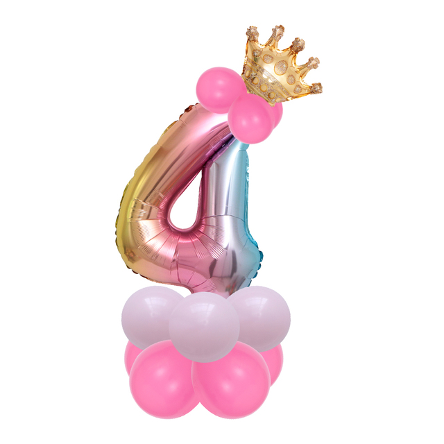 Zestaw 14 sztuk balonów foliowych w kształcie cyfry 1st, 30'' Rainbow, dekoracje na urodziny i imprezy dziecięce z motywem jednorożca i bociankowej globos - Wianko - 6
