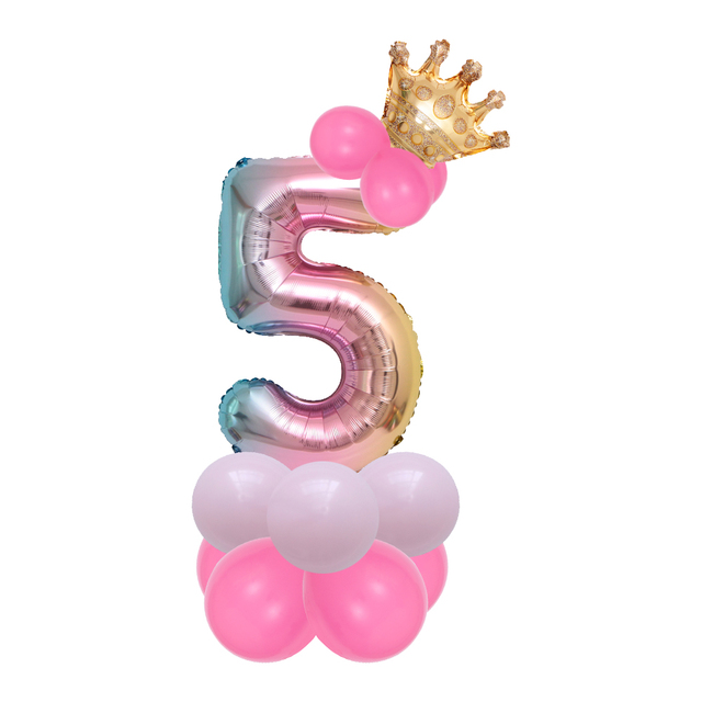 Zestaw 14 sztuk balonów foliowych w kształcie cyfry 1st, 30'' Rainbow, dekoracje na urodziny i imprezy dziecięce z motywem jednorożca i bociankowej globos - Wianko - 7