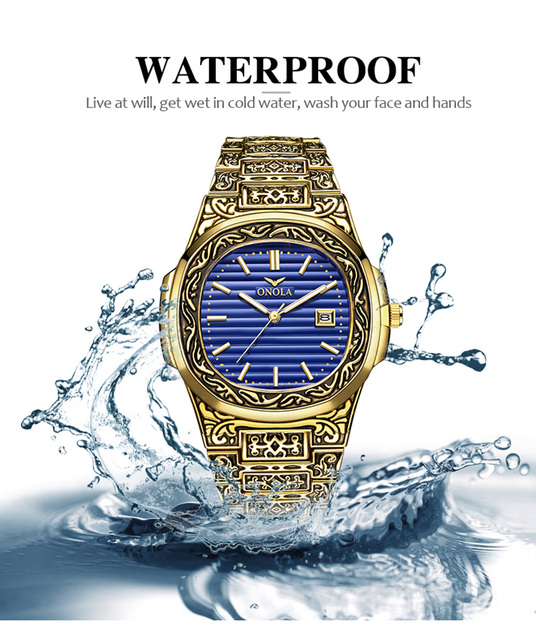 Zegarek męski ONOLA Retro Top - Luksusowy zegarek kwarcowy, wodoodporny, złoty z kalendarzem - Wianko - 14
