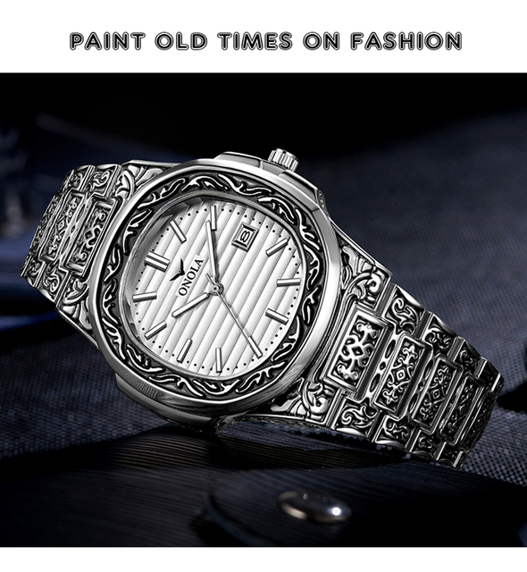 Zegarek męski ONOLA Retro Top - Luksusowy zegarek kwarcowy, wodoodporny, złoty z kalendarzem - Wianko - 9