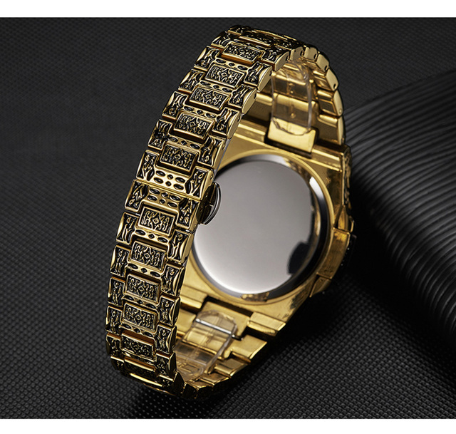 Zegarek męski ONOLA Retro Top - Luksusowy zegarek kwarcowy, wodoodporny, złoty z kalendarzem - Wianko - 7
