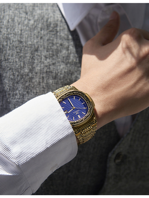 Zegarek męski ONOLA Retro Top - Luksusowy zegarek kwarcowy, wodoodporny, złoty z kalendarzem - Wianko - 12