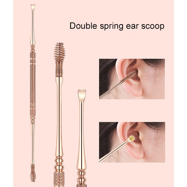 Zestaw do czyszczenia uszu ze stali nierdzewnej Earpick - łyżka Spiral Ear Clean - urządzenie i patyczki do usuwania wosku - Wianko - 12