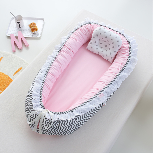 Przenośne łóżeczko dziecięce bawełniane koronkowe gniazdo dla dziewczynek 85x50cm - Wianko - 3
