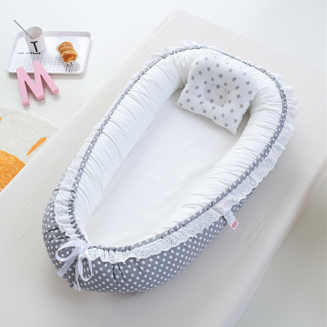 Przenośne łóżeczko dziecięce bawełniane koronkowe gniazdo dla dziewczynek 85x50cm - Wianko - 8