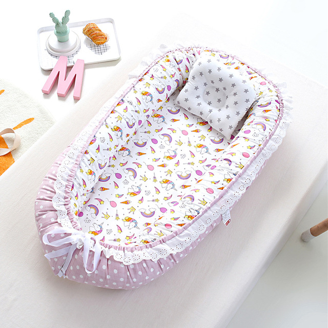 Przenośne łóżeczko dziecięce bawełniane koronkowe gniazdo dla dziewczynek 85x50cm - Wianko - 5