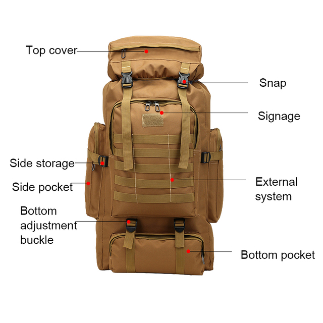 Sportowy plecak o pojemności 80L Unisex Outdoor, wykonany z wodoodpornej tkaniny Oxford, na kemping, podróże i alpinizm - Wianko - 7