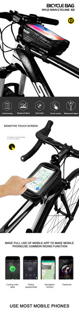 Torba wodoodporna na telefon rowerowy z ekranem dotykowym - uchwyt na przednią rurkę ramy - akcesoria MTB - Wianko - 1