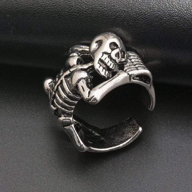 Pierścień otwierający w kształcie szkieletu z motywem punk retro - modny dodatek do stroju Hip Hop oraz idealny prezent na Halloween - Wianko - 6