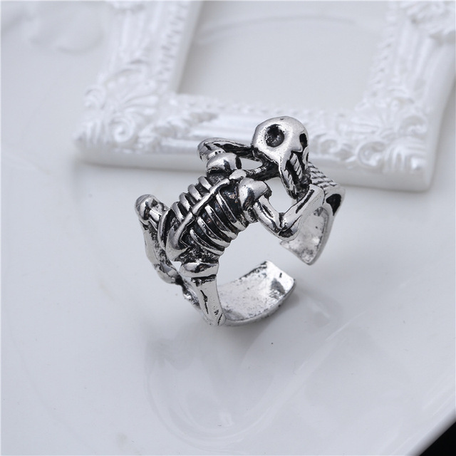 Pierścień otwierający w kształcie szkieletu z motywem punk retro - modny dodatek do stroju Hip Hop oraz idealny prezent na Halloween - Wianko - 8