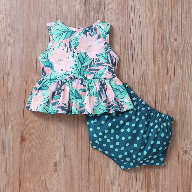 Zestaw ubrań letnich dla dziewczynki - top Lotus bez rękawów + figi w stylu Casual Boho, dla niemowląt 0-18M - Wianko - 3