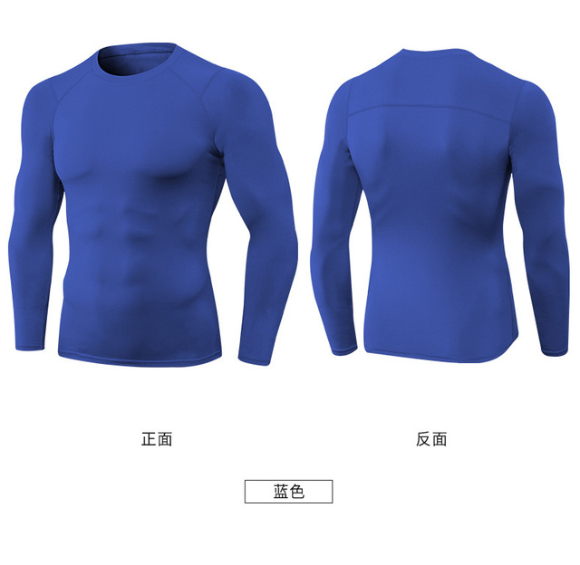Męska koszulka kompresyjna do biegania z długim rękawem - Fitness rashguard, siłownia, piłka nożna - Wianko - 29