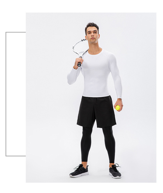 Męska koszulka kompresyjna do biegania z długim rękawem - Fitness rashguard, siłownia, piłka nożna - Wianko - 24