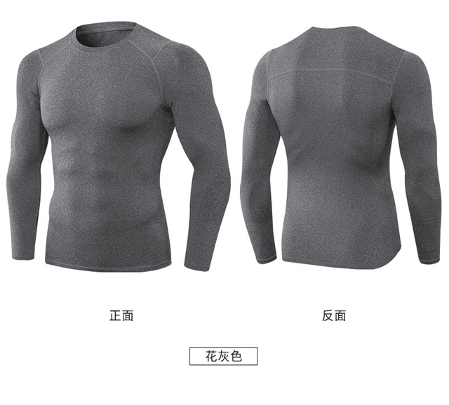 Męska koszulka kompresyjna do biegania z długim rękawem - Fitness rashguard, siłownia, piłka nożna - Wianko - 27