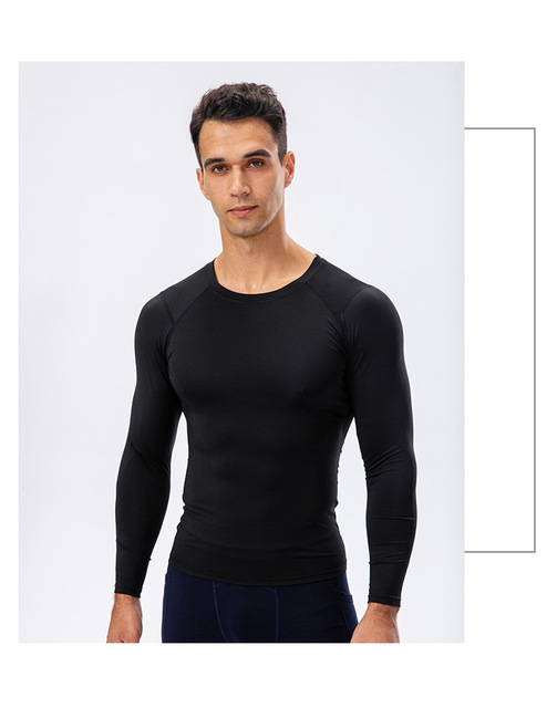 Męska koszulka kompresyjna do biegania z długim rękawem - Fitness rashguard, siłownia, piłka nożna - Wianko - 8