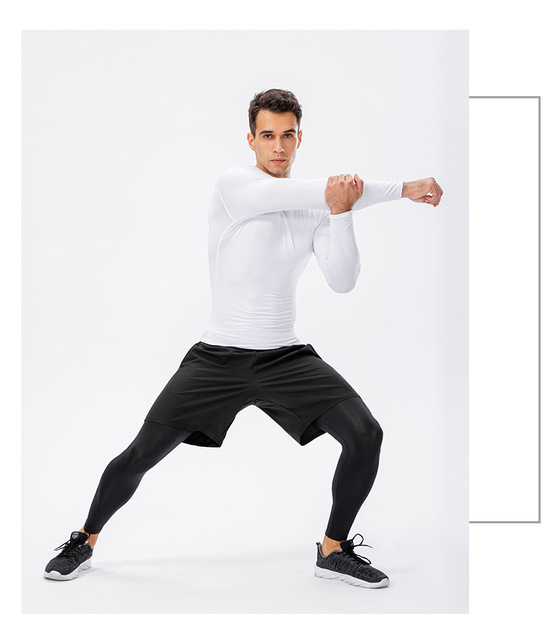 Męska koszulka kompresyjna do biegania z długim rękawem - Fitness rashguard, siłownia, piłka nożna - Wianko - 23