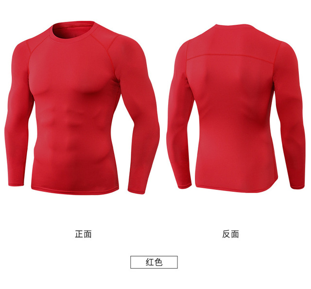 Męska koszulka kompresyjna do biegania z długim rękawem - Fitness rashguard, siłownia, piłka nożna - Wianko - 31