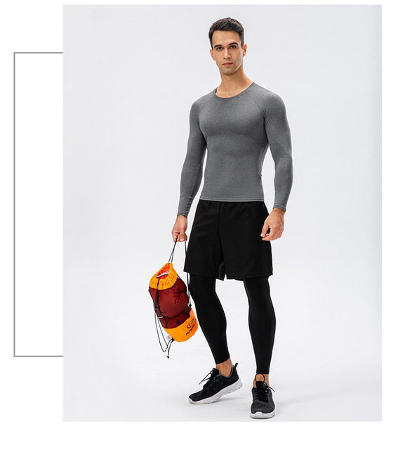 Męska koszulka kompresyjna do biegania z długim rękawem - Fitness rashguard, siłownia, piłka nożna - Wianko - 19
