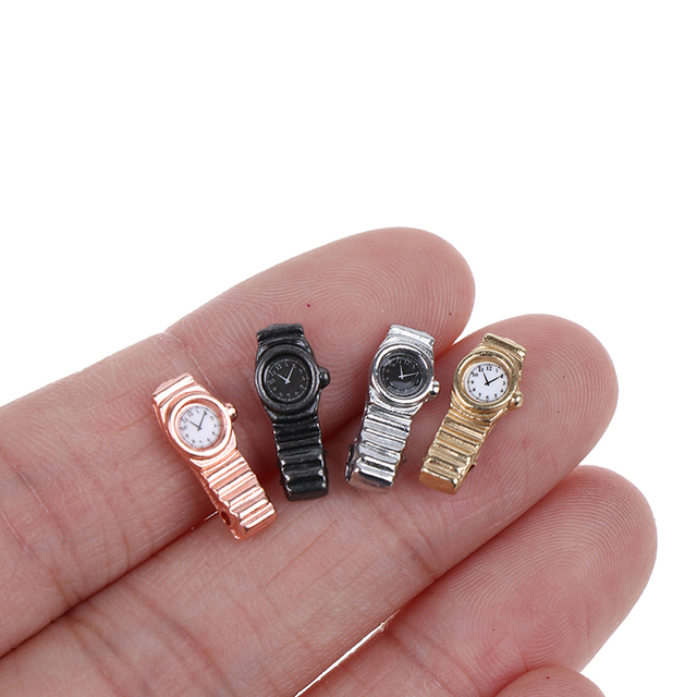 Metalowy zegarek w skali 1:12 do miniaturowego domku dla lalek - akcesorium meblowe w wielu kolorach - Wianko - 1