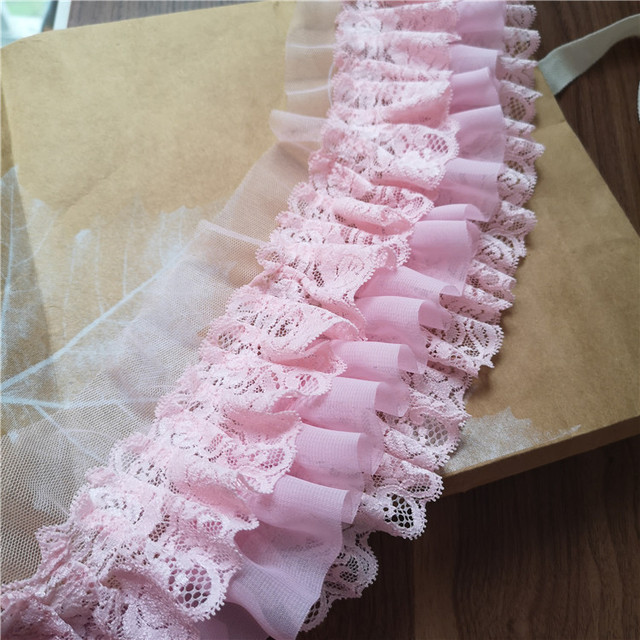 Różowy koronkowy pas do sukienki lolita z warstwami wykonany z szyfonu o szerokości 10 cm z ozdobnymi mankietami na ramiona - Wianko - 6