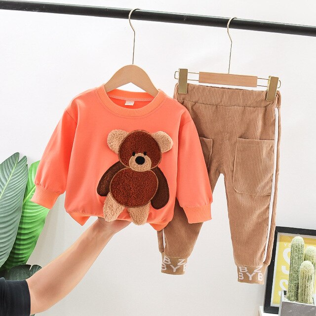 Zestaw ubrań dla dziewczynek 1-5 lat: bluzka i spodnie jesienne z motywem niedźwiedzia, idealny prezent urodzinowy dla dzieci - Wianko - 6