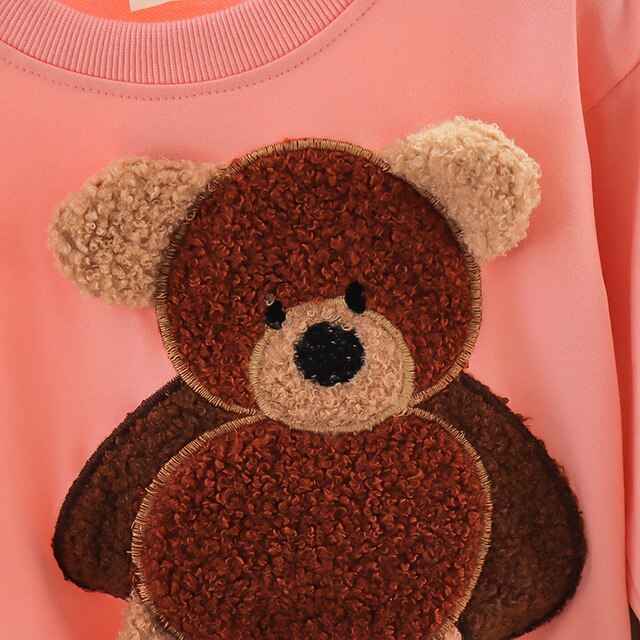Zestaw ubrań dla dziewczynek 1-5 lat: bluzka i spodnie jesienne z motywem niedźwiedzia, idealny prezent urodzinowy dla dzieci - Wianko - 9