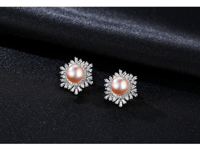 Kolczyki damskie SACE GEMS z naturalną perłą w srebrze próby 925 - modny wzór kwiatka śnieżnej boutique biżuterii - Wianko - 3