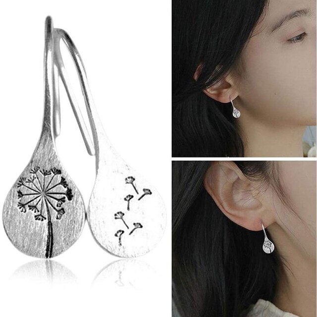 Kolczyki Dandelions - inspiracja naturą, geometryczny design, srebrny kolor, wiszące, dla kobiet - Wianko - 1