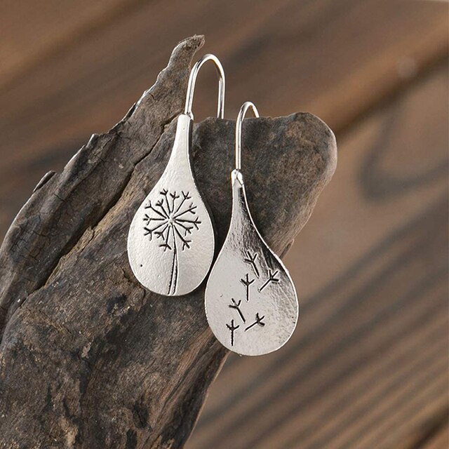 Kolczyki Dandelions - inspiracja naturą, geometryczny design, srebrny kolor, wiszące, dla kobiet - Wianko - 2