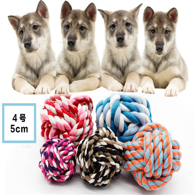 Zabawka dla psów - Piłka z liny z bawełny, tęczowa, trwała (5 CM) - Wianko - 3