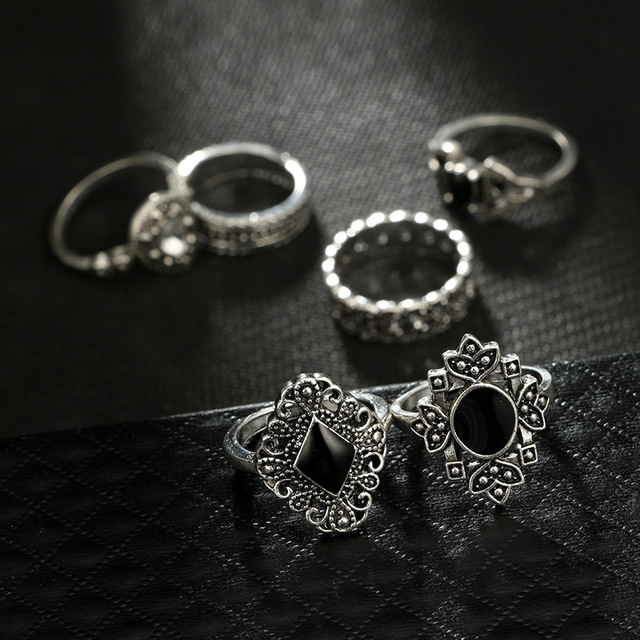 Zestaw 15 pierścieni Midi Vintage: boho, złota gwiazda, księżyc, Opal kryształ - biżuteria dla kobiet - Wianko - 4