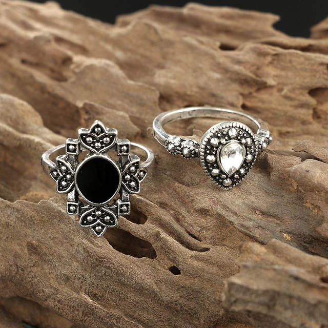 Zestaw 15 pierścieni Midi Vintage: boho, złota gwiazda, księżyc, Opal kryształ - biżuteria dla kobiet - Wianko - 5