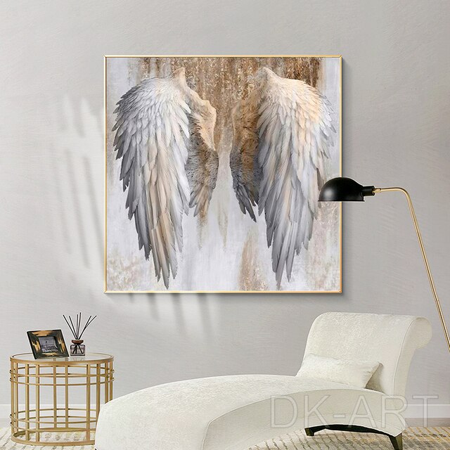 Obraz na płótnie Białe i złote skrzydła anioła - wystrój salonu | Pop art | Nowoczesny design - Wianko - 4