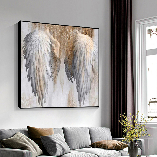Obraz na płótnie Białe i złote skrzydła anioła - wystrój salonu | Pop art | Nowoczesny design - Wianko - 5