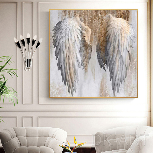 Obraz na płótnie Białe i złote skrzydła anioła - wystrój salonu | Pop art | Nowoczesny design - Wianko - 2