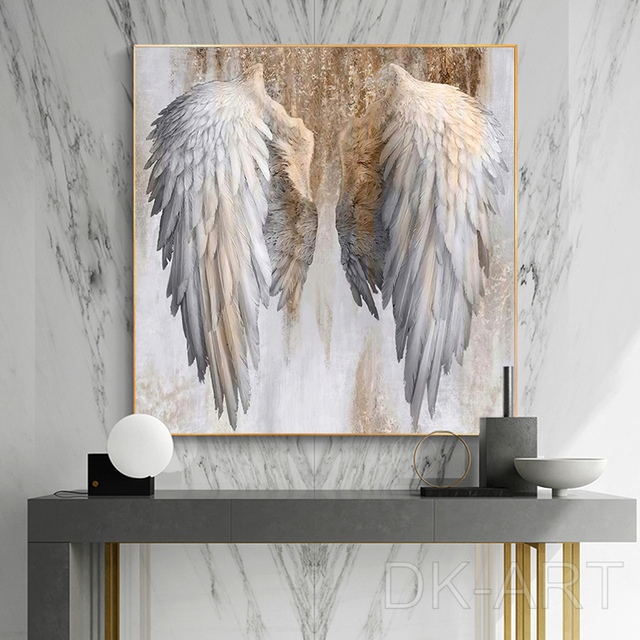 Obraz na płótnie Białe i złote skrzydła anioła - wystrój salonu | Pop art | Nowoczesny design - Wianko - 3