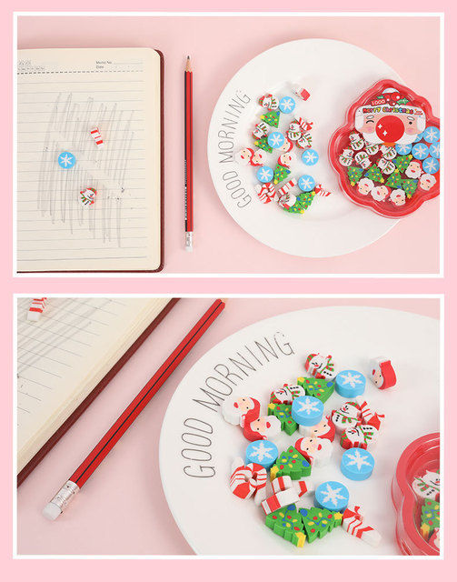Zestaw 35 sztuk gumek świątecznych Cartoon Mini dla dzieci – śliczne prezenty dla ucznia - Wianko - 7