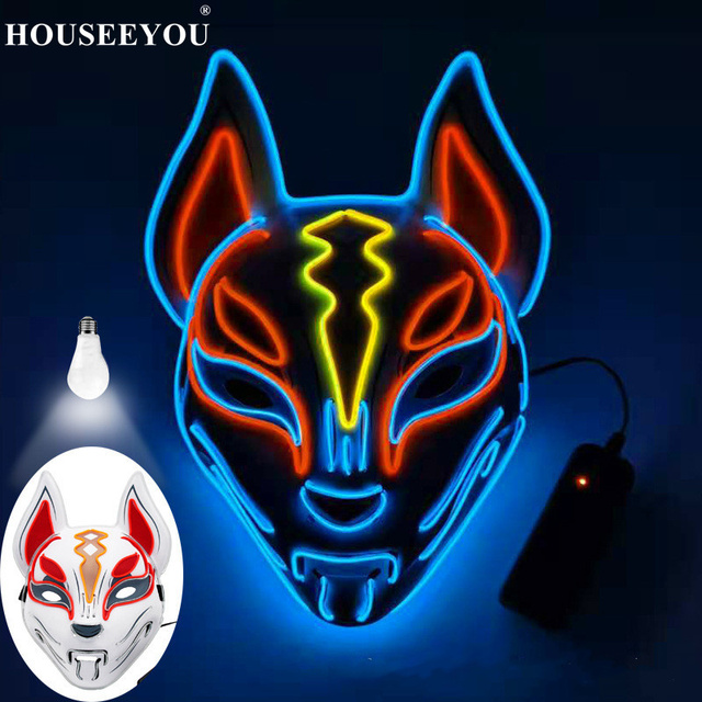 Nowość: Lampa z neonowym oświetleniem LED - Maska imprezowa kosplejowa Anime Fox - Halloween, karnawał, prezenty dla ludzi - Wianko - 3