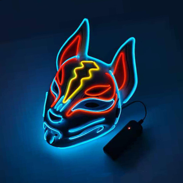 Nowość: Lampa z neonowym oświetleniem LED - Maska imprezowa kosplejowa Anime Fox - Halloween, karnawał, prezenty dla ludzi - Wianko - 6