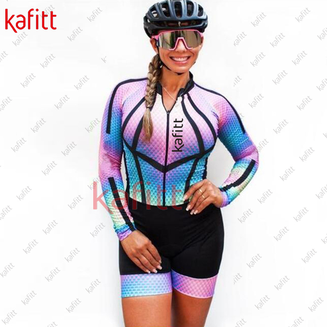 Zestaw rowerowy damska bluza i szorty Kafitt etniczny styl z długimi rękawami - Wianko - 14
