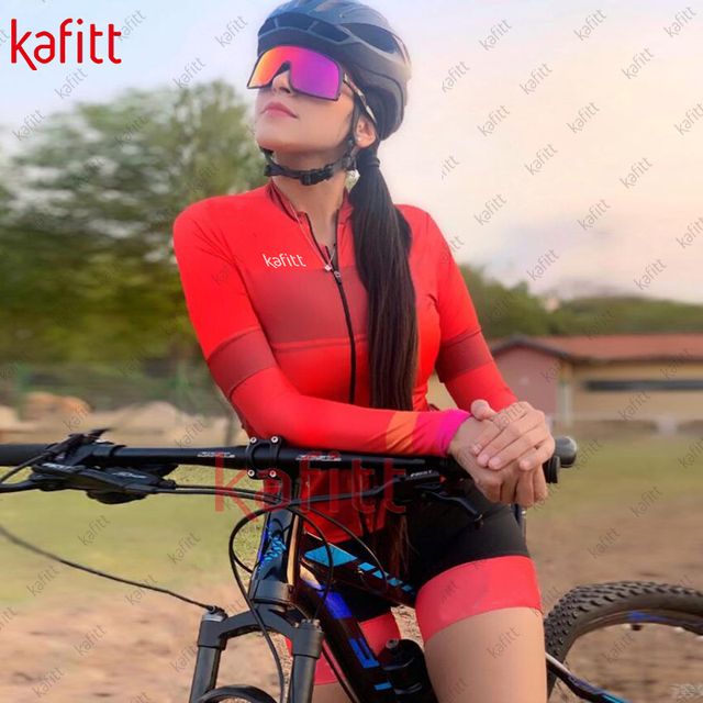 Zestaw rowerowy damska bluza i szorty Kafitt etniczny styl z długimi rękawami - Wianko - 11