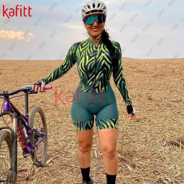 Zestaw rowerowy damska bluza i szorty Kafitt etniczny styl z długimi rękawami - Wianko - 6
