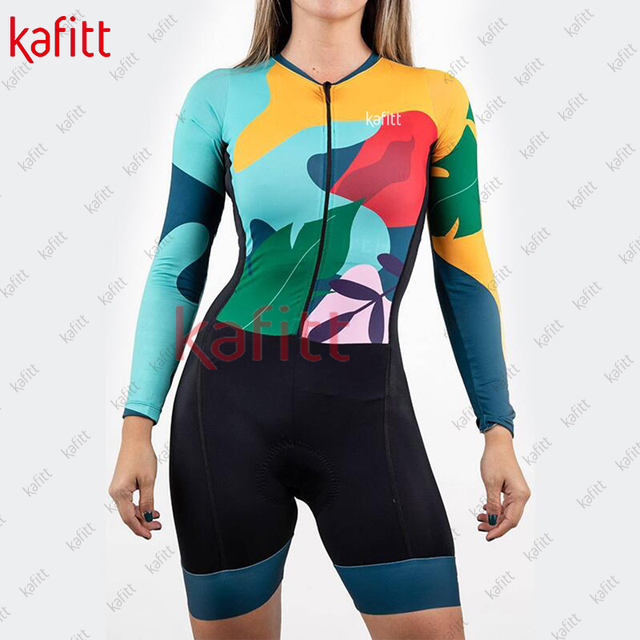 Zestaw rowerowy damska bluza i szorty Kafitt etniczny styl z długimi rękawami - Wianko - 19