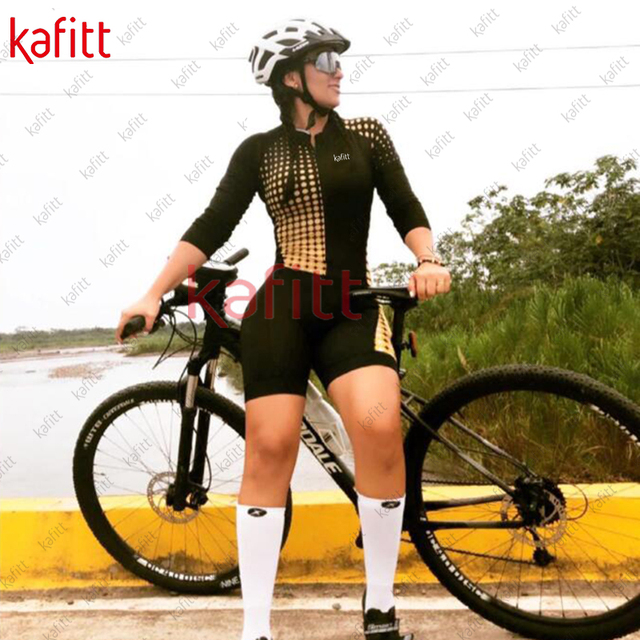 Zestaw rowerowy damska bluza i szorty Kafitt etniczny styl z długimi rękawami - Wianko - 5