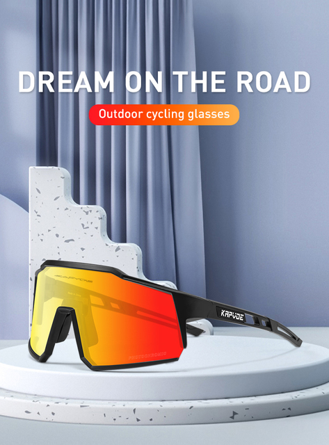 Okulary rowerowe KAPVOE z 4 soczewkami fotochromowymi, męskie/damskie, do jazdy na rowerze, szosowe/górskie - Wianko - 2