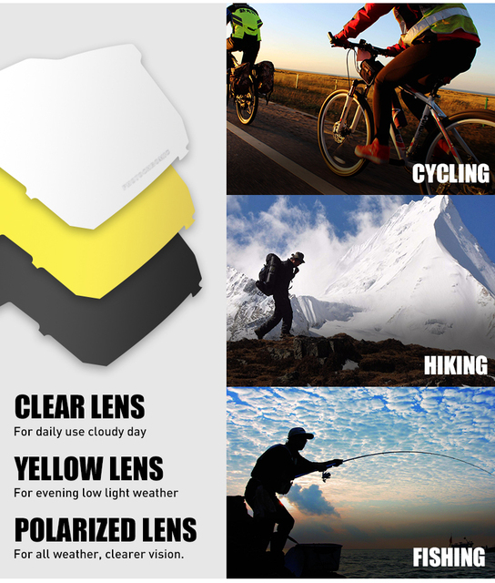 Okulary rowerowe KAPVOE z 4 soczewkami fotochromowymi, męskie/damskie, do jazdy na rowerze, szosowe/górskie - Wianko - 7