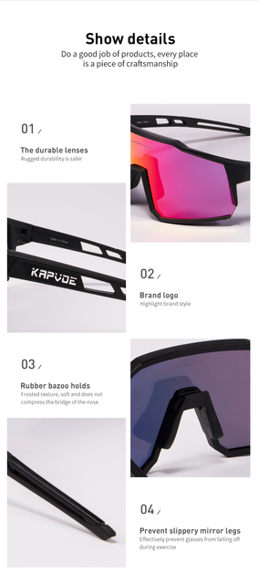 Okulary rowerowe KAPVOE z 4 soczewkami fotochromowymi, męskie/damskie, do jazdy na rowerze, szosowe/górskie - Wianko - 12